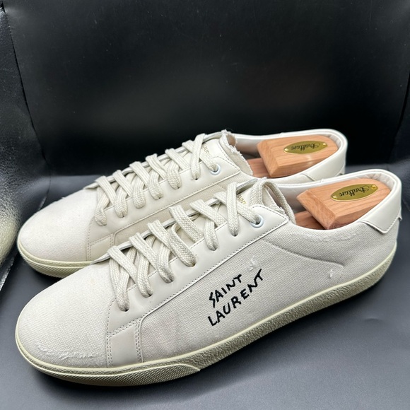 Saint Laurent Men's Off-White Distressed Sneakers - Picture 1 of 7